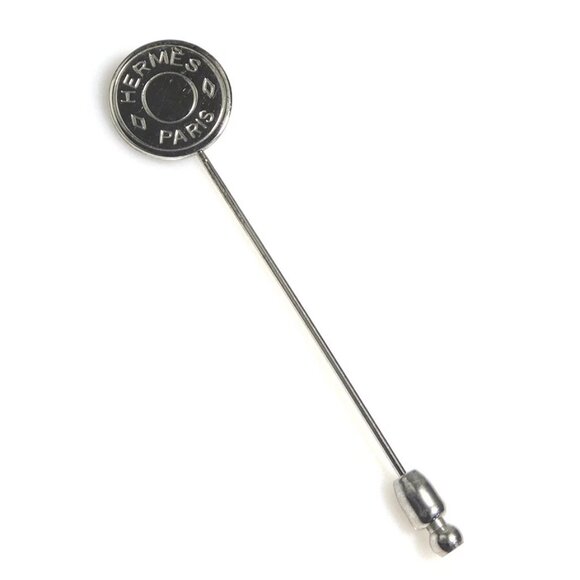 Auth HERMES Selle Pin Brooch Silver Metal - Picture 1 of 9